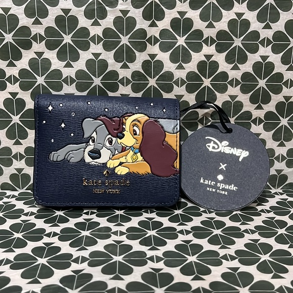 ♠️kate spade X Disney Lady and the Tramp Small Compact Bifold Wallet, Navy NWT - Picture 5 of 13